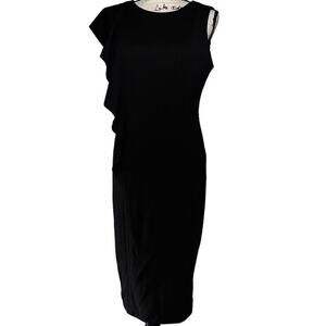London‎ Times black single shoulder ruffle dress NWT 8